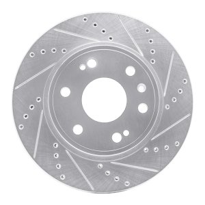 Chevrolet Tahoe Brake Rotor (1) - Front Right - R1 Concepts - Drilled & Slotted - Silver - `09-`20